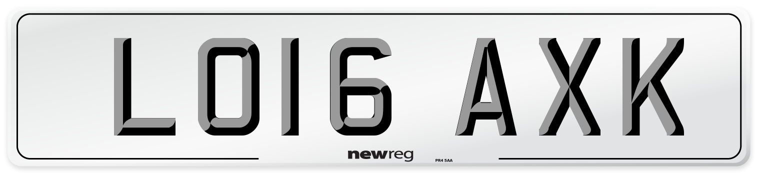 LO16 AXK Number Plate from New Reg